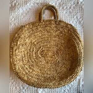 Large Round Woven Straw Tote Bag